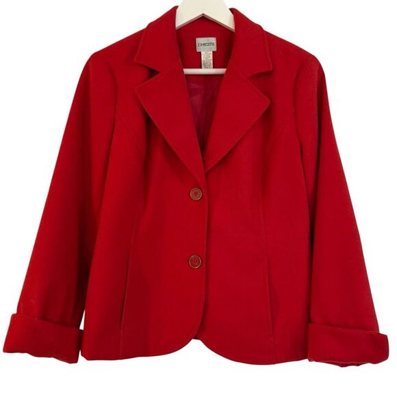 Chico's Jackets & Blazers - Chico’s red vibrant two button blazer jacket size 1/M